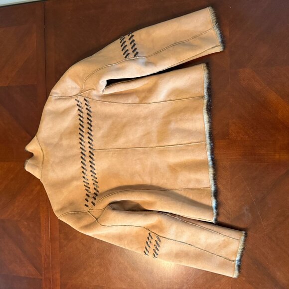 Vintage Reversible Shearling & Faux Fur Toggle Coat Women's Size S 19" ptp - Picture 14 of 14